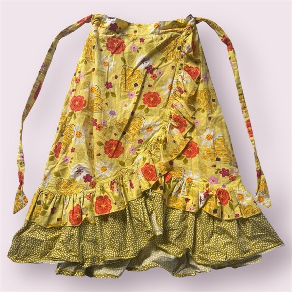 Vintage 00s Y2K Floral Yellow Wrap Skirt, Cottage Fairy Kidcore Vibes - Picture 3 of 9
